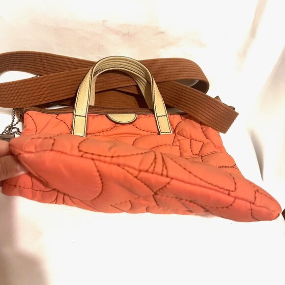 Fossil "Key-Pen" Orange/Peach Quilted Tan Trim Crossbody Purse-Lightweight-Comfy - Picture 11 of 15